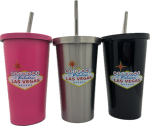 Las Vegas Metallic Tumbler w/ Straw