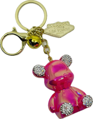 Las Vegas Pink Teddy Bear Keychain