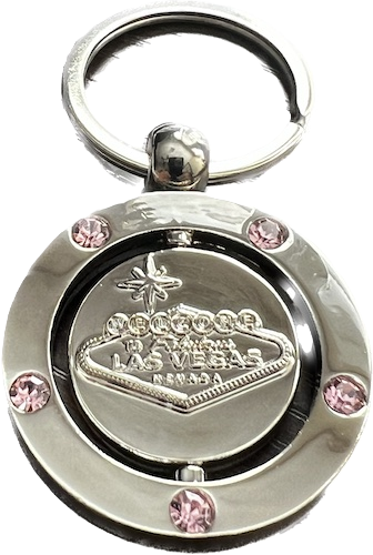 Las Vegas Spinning Disk Keychain - Pink