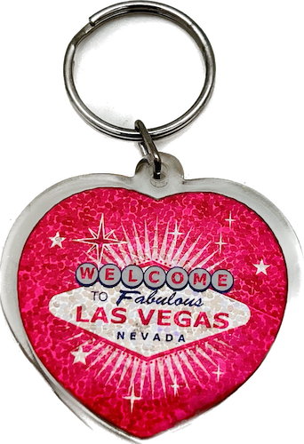 Las Vegas Heart Shaped Design Plastic Keychain