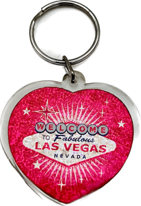 Las Vegas Heart Shaped Design Plastic Keychain