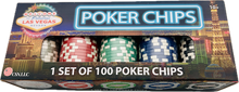 100 Chip Poker Set, Welcome to Las Vegas Sign, 100 11.5g Chips, 5 Denominations, Chip Rack Included