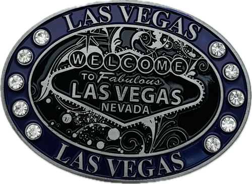 Las Vegas Filigree Oval Metal Magnet