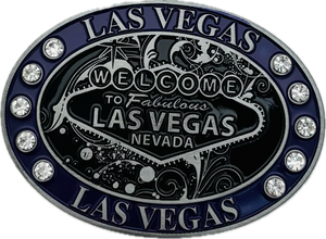 Las Vegas Filigree Oval Metal Magnet