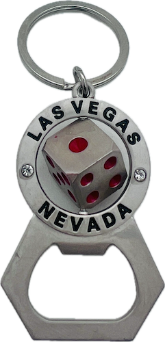 The Rolling the Dice Las Vegas Bottle Opener Keychain