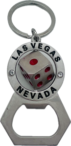 The Rolling the Dice Las Vegas Bottle Opener Keychain