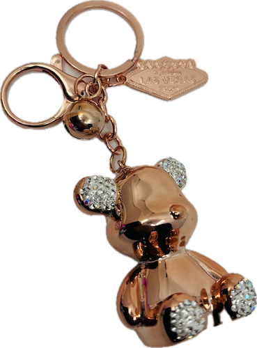 Las Vegas Rose Gold Teddy Bear Keychain