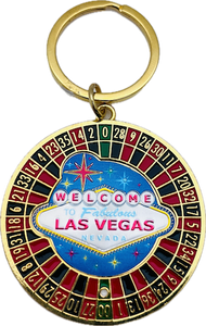 Las Vegas Welcome Sign Roulette Wheel Keychain