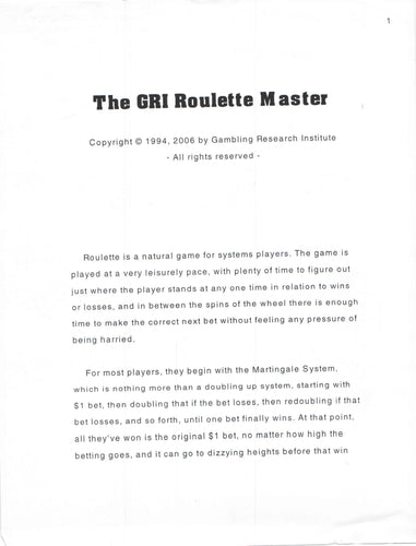The GRI Roulette Mater
