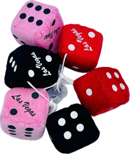 Las Vegas Fuzzy Dice Red, Black, Pink ( 3 Dice Set)