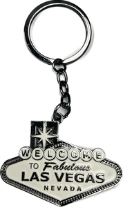 Welcome to Fabulous Las Vegas Sign Keychain- Gun Metal