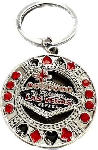 Las Vegas Red & Black Chip Jewel Key Chain