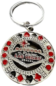 Las Vegas Red & Black Gemstone Chip Keychain