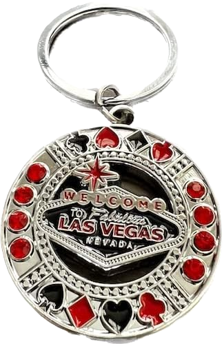 Las Vegas Red & Black Gemstone Chip Keychain