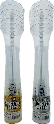 Plastic Champagne Glasses - 6 Pack