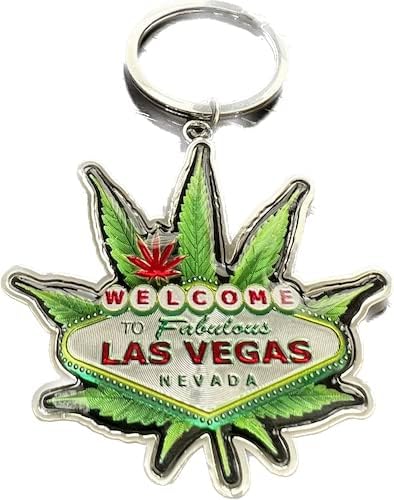 Las Vegas Laser Foiled Pot Leaf Keychain