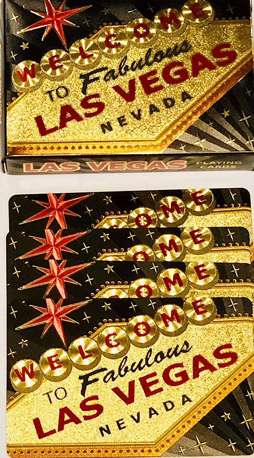  FVLFIL enenfeifei Las Vegas Welcome to Fabulous Sign Gold &  Silver Foil Playing Cards : Toys & Games